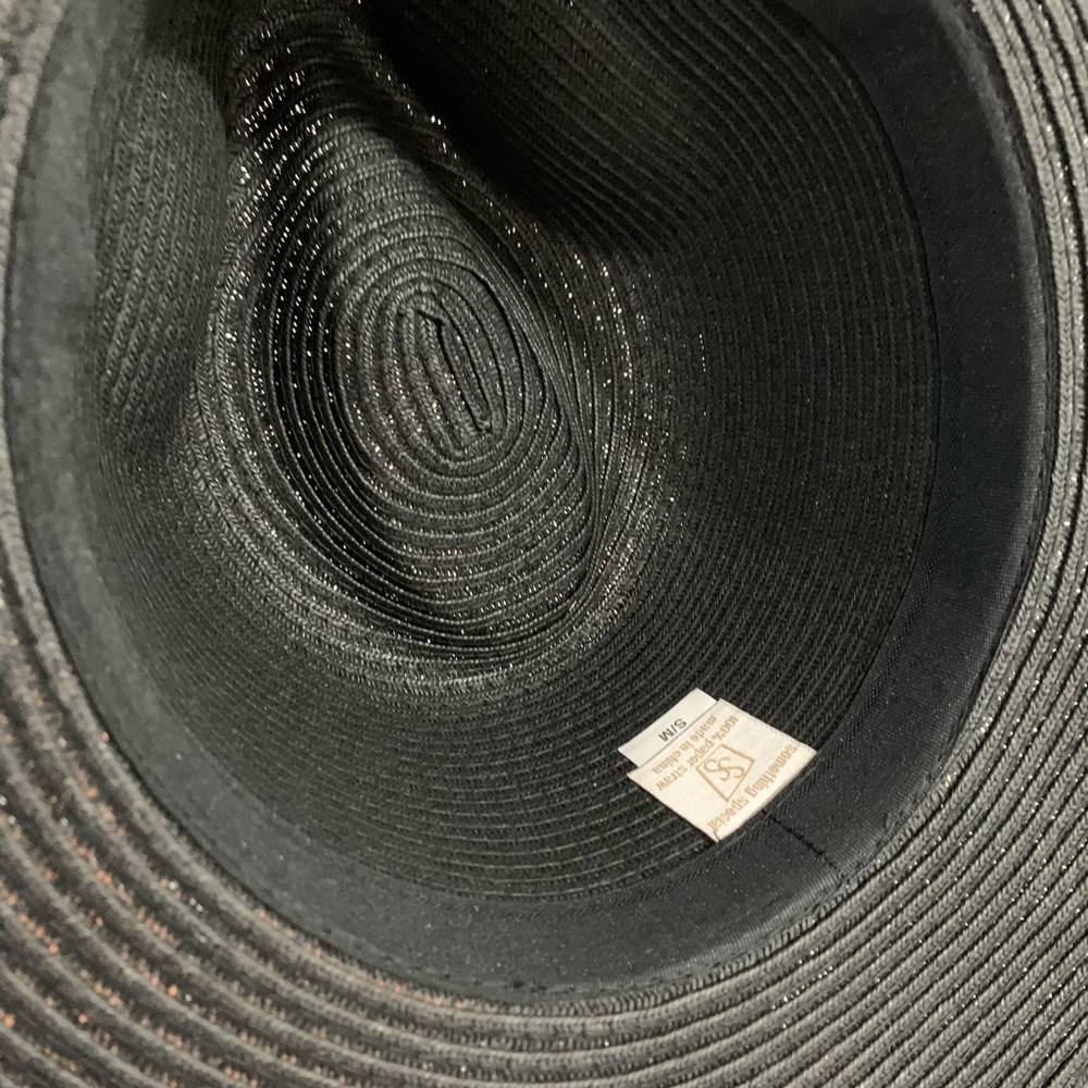 Black Classic Panama Hat With Braided Straw Ribbon - Picture 4 of 5